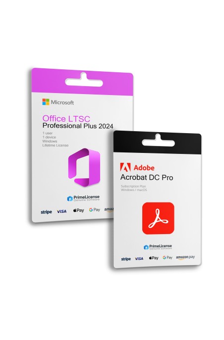 Originale Produktschlüssel für die lebenslangen Lizenzen von Microsoft Office 2024 Pro Plus und Adobe Acrobat Pro 2020