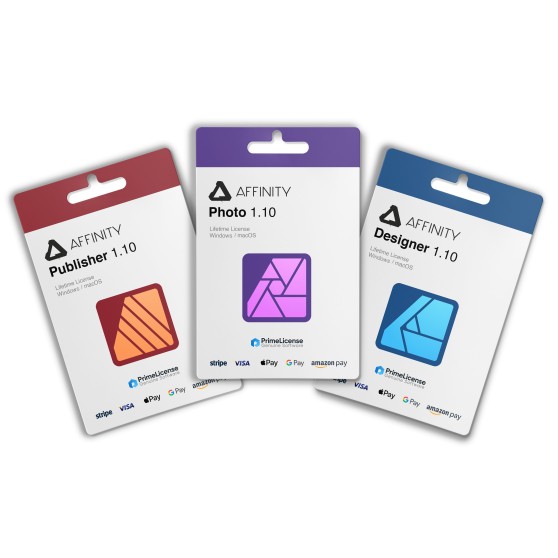 Clé de produit pour la licence Affinity Universal : Photo, Designer et Publisher