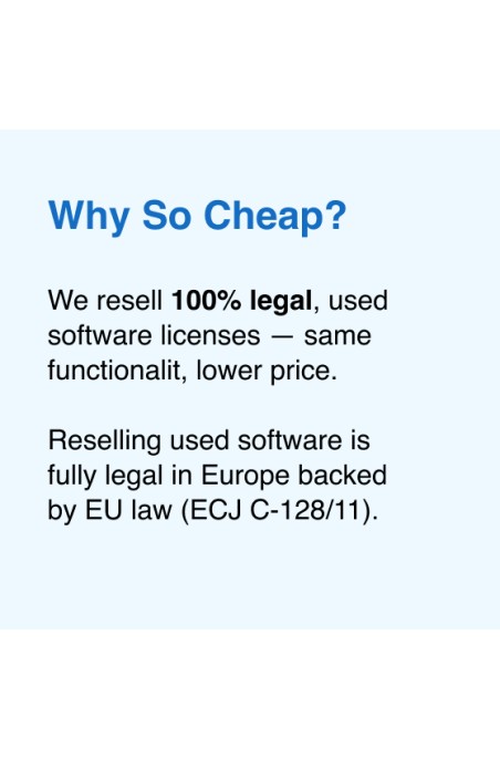 We sell 100% genuine pre-owned software licenses fully compliant with EU law